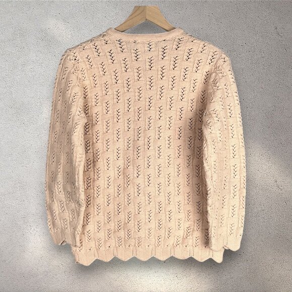 Vintage Sweater Bee Cardigan Women's M Casual Knit Granny Cottagecore Old Money - Picture 4 of 8